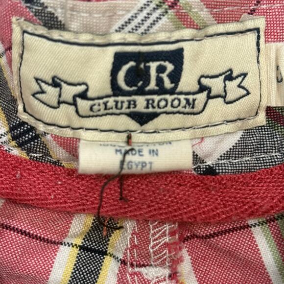 Club Room Men's 33 Plaid Cargo Shorts Pink Blue Check Cotton Casual Summer - Picture 6 of 6
